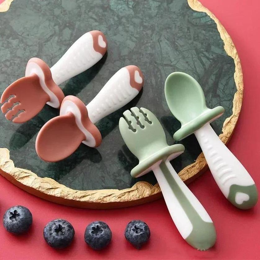 Baby Food Set - Zestaw sztućców dla niemowląt: łyżeczka, widelec,