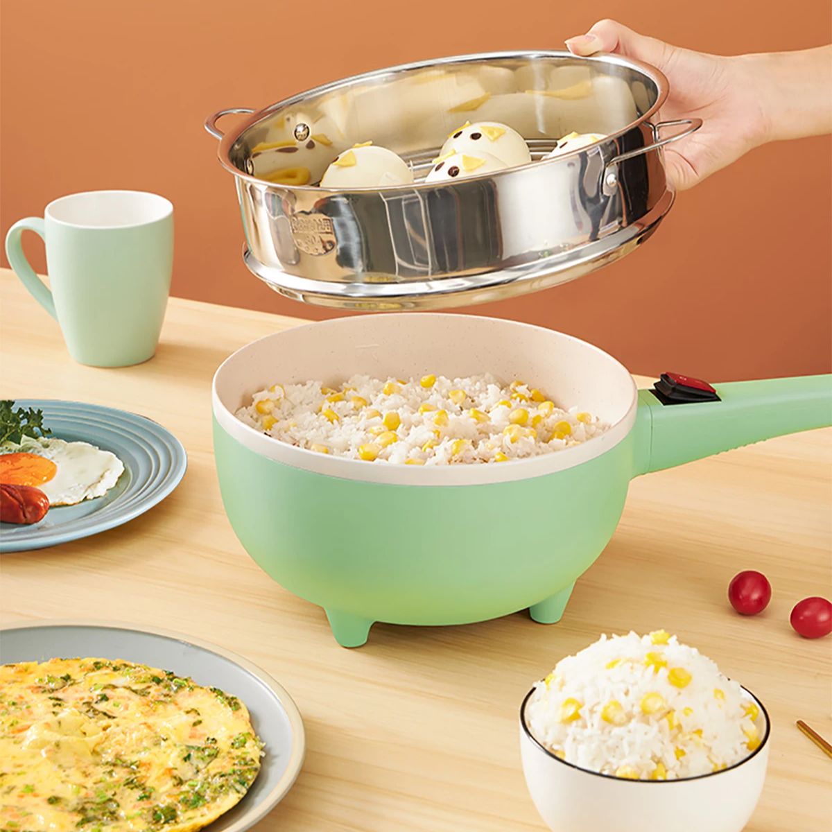 Baby Food Steamer - ARIER 24V 220V Wielofunkcyjna Elektryczna Patelnia