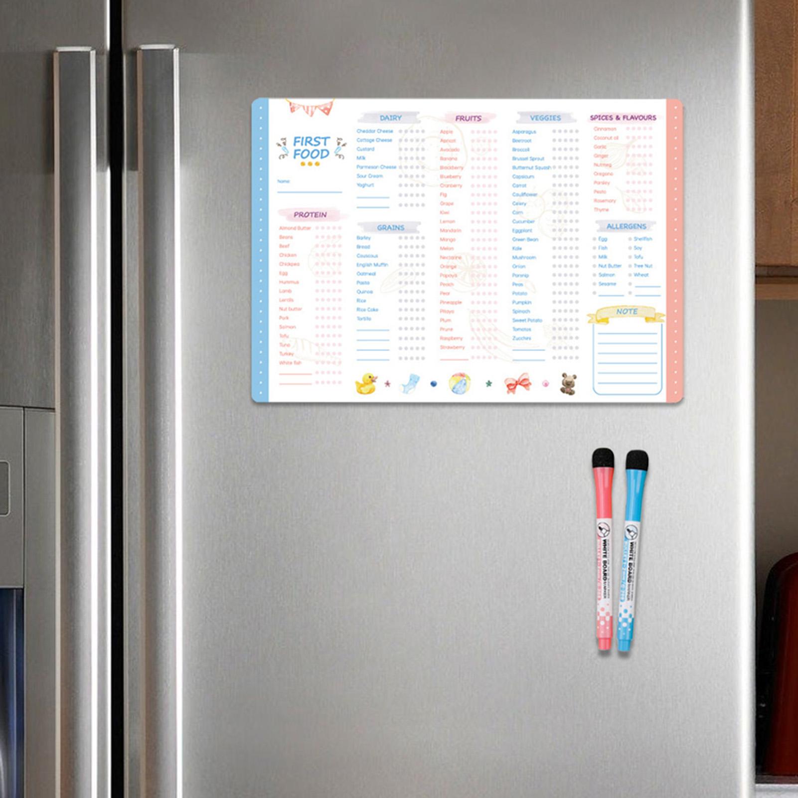Baby Food Checklist - Magnetyczna tablica pierwszych posiłków dla niemowląt,